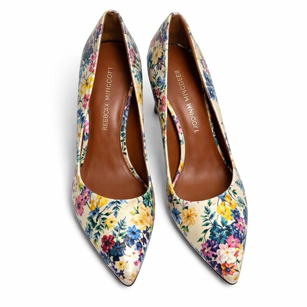 Rebecca Minkoff Floral Pointed Toe Pumps Womens [SIZE] Leather‎ Stiletto Heels
